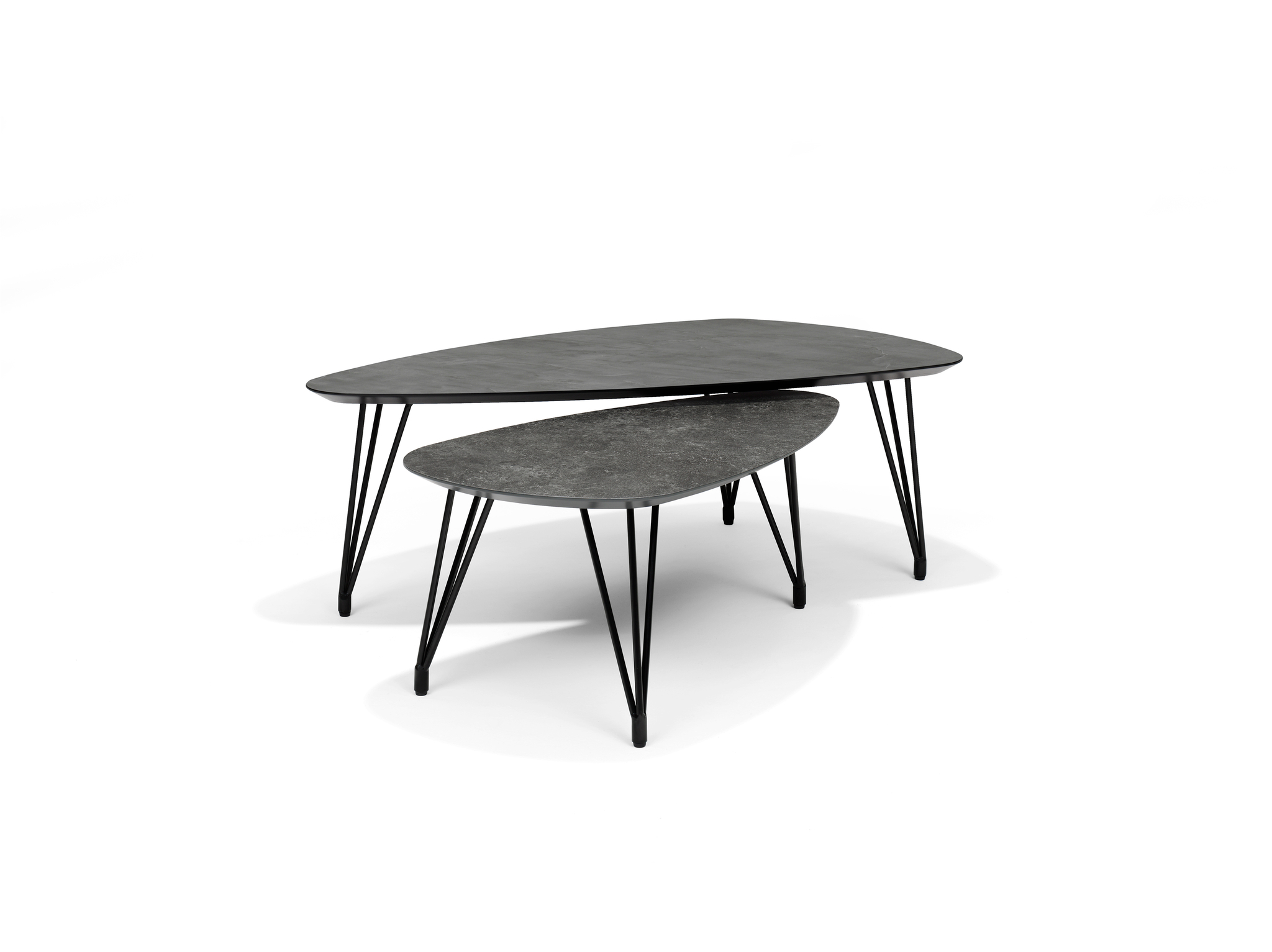 Salontafel SWITCH-TRIO - 130x70 Niervorm Slate Leisteen 45H