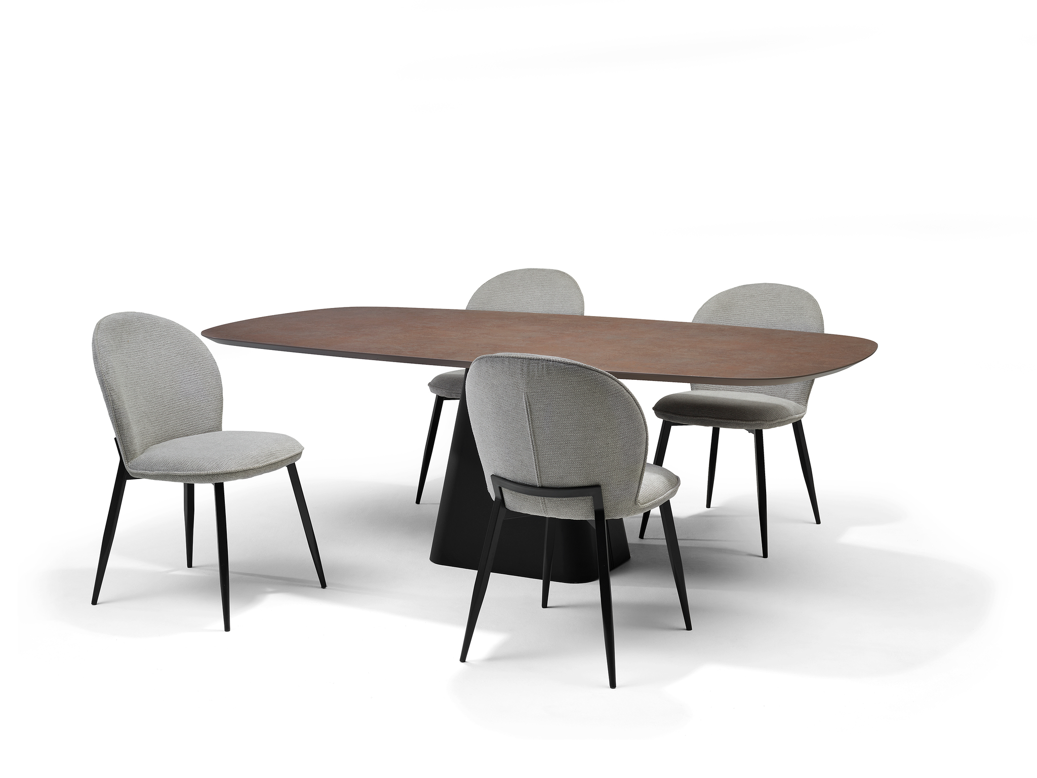 Basic eetkamertafel Deens Ovaal 240X110 HPL1 Ferro Brons+TM05