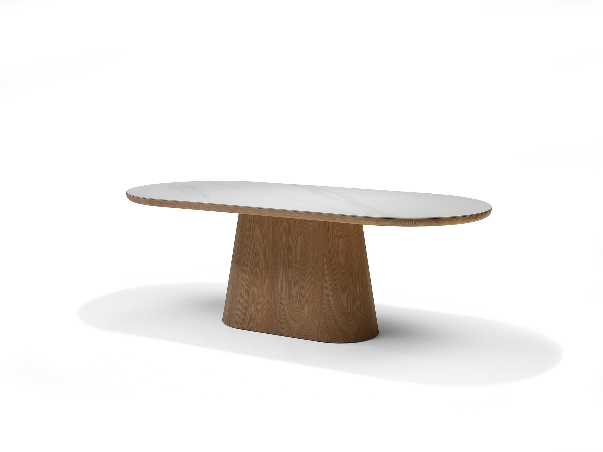 DELOS Eetkamertafel Wit Deckstone 220x100 - Eiken naturel kolomvoet