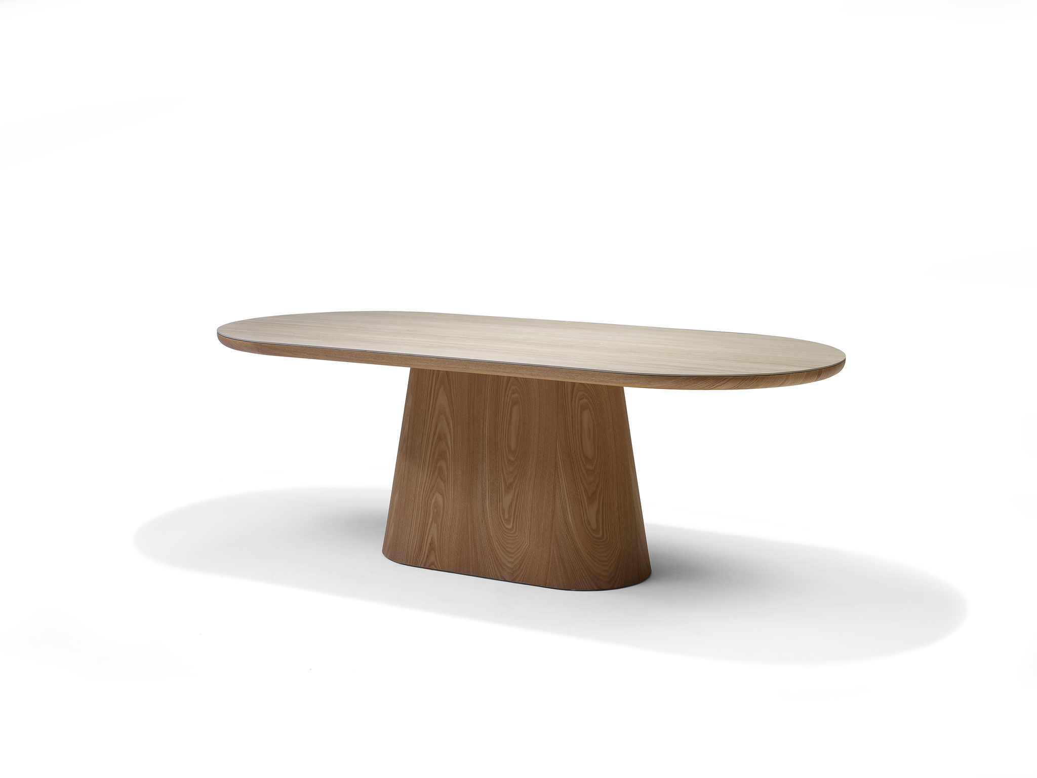 DELOS Eetkamertafel Travertin Deckstone 220x100 - Eiken naturel kolomvoet