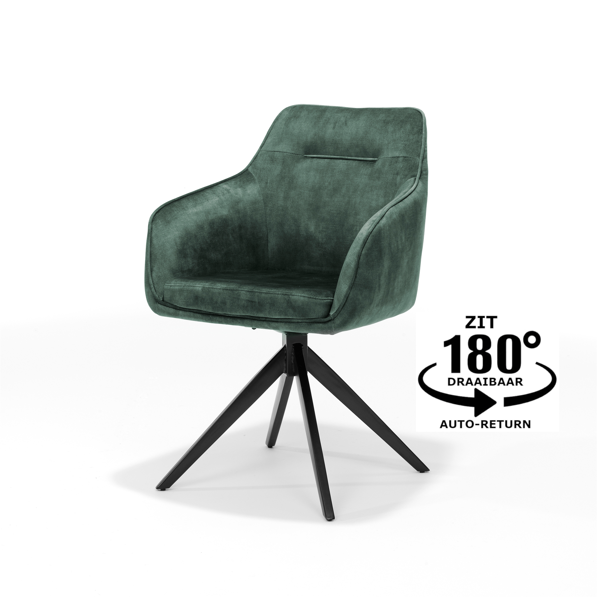 Armstoel Jazz zwart draaivoet - Aurora Velours Hunter