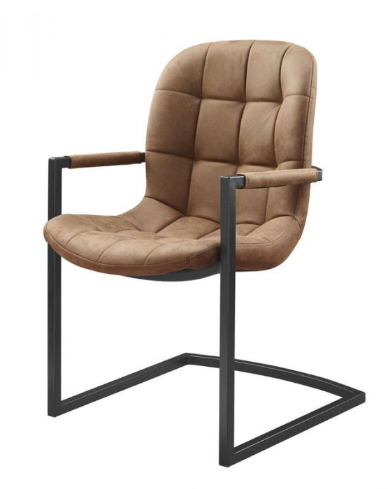 Armstoel Savannah zwart - Stof Soft Cognac