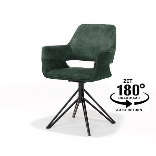 Armstoel Katy zwart draaivoet - Aurora Velours Hunter