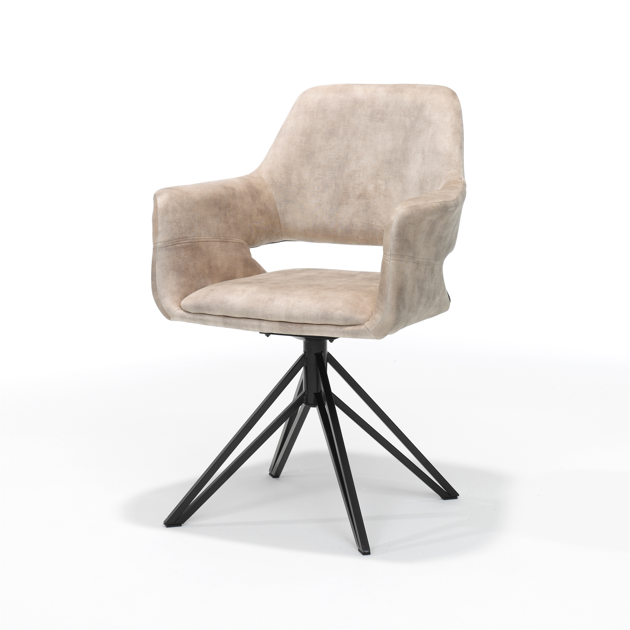 Katy armstoel - Stof Aurora Velours Liver-Mole draaivoet