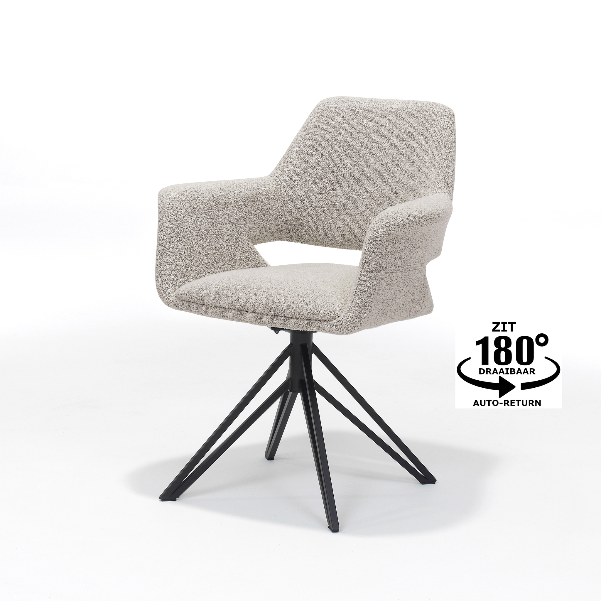 Katy armstoel Stof Teddy Natural, draaivoet