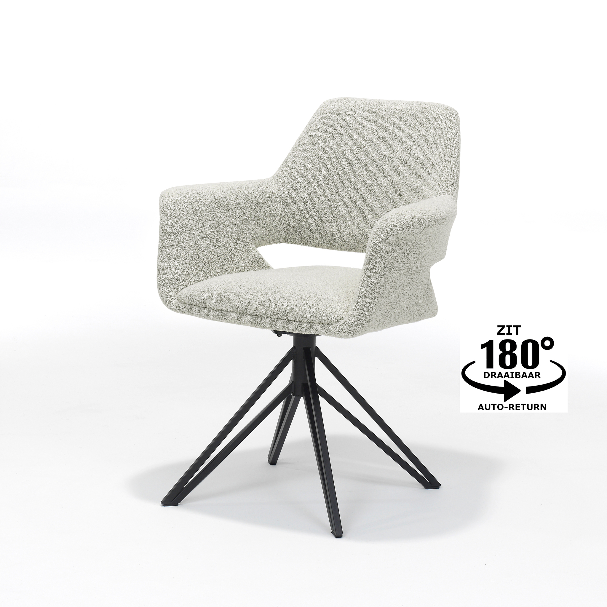 Katy armstoel Stof Teddy Ivory, draaivoet