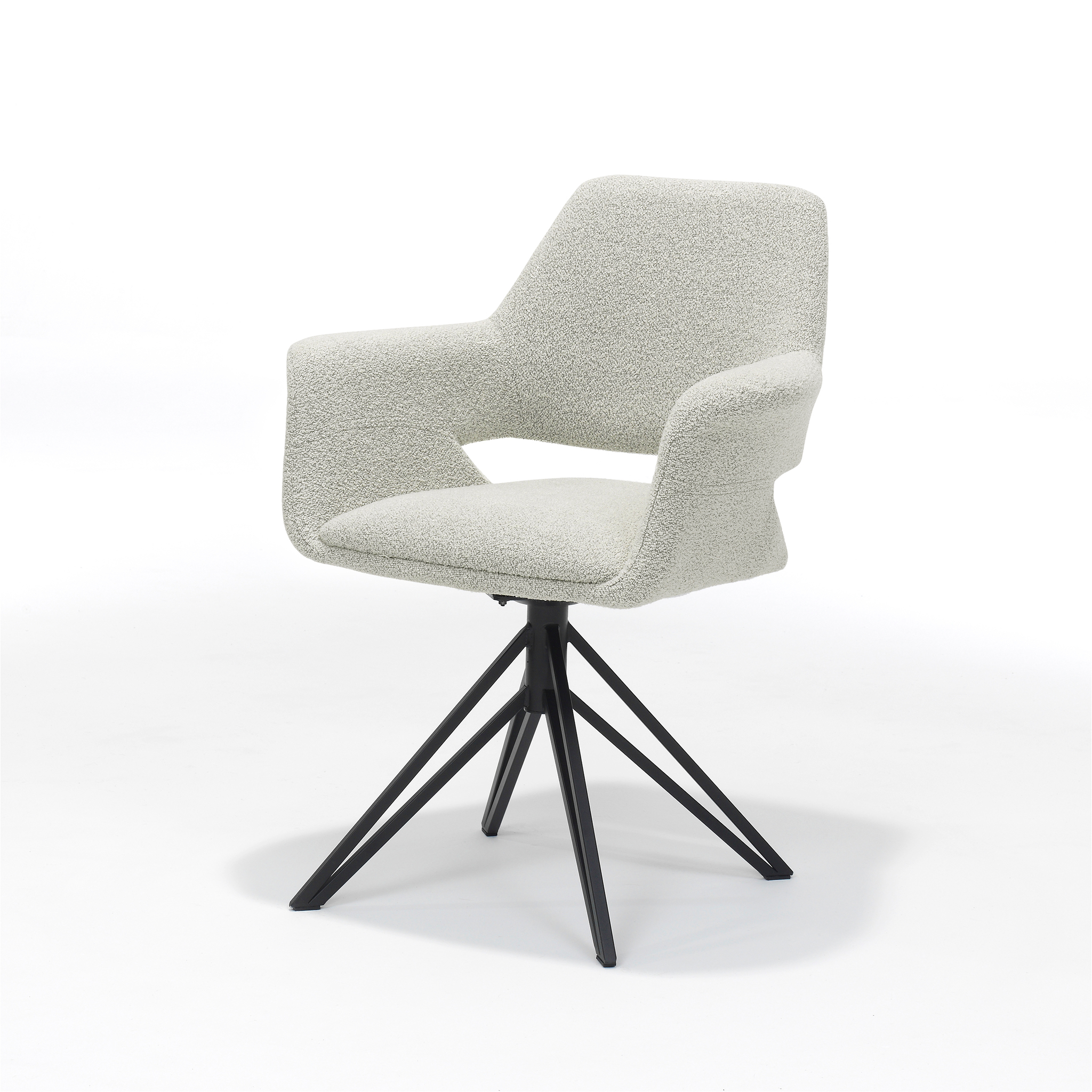 Katy armstoel Stof Teddy Ivory, draaivoet