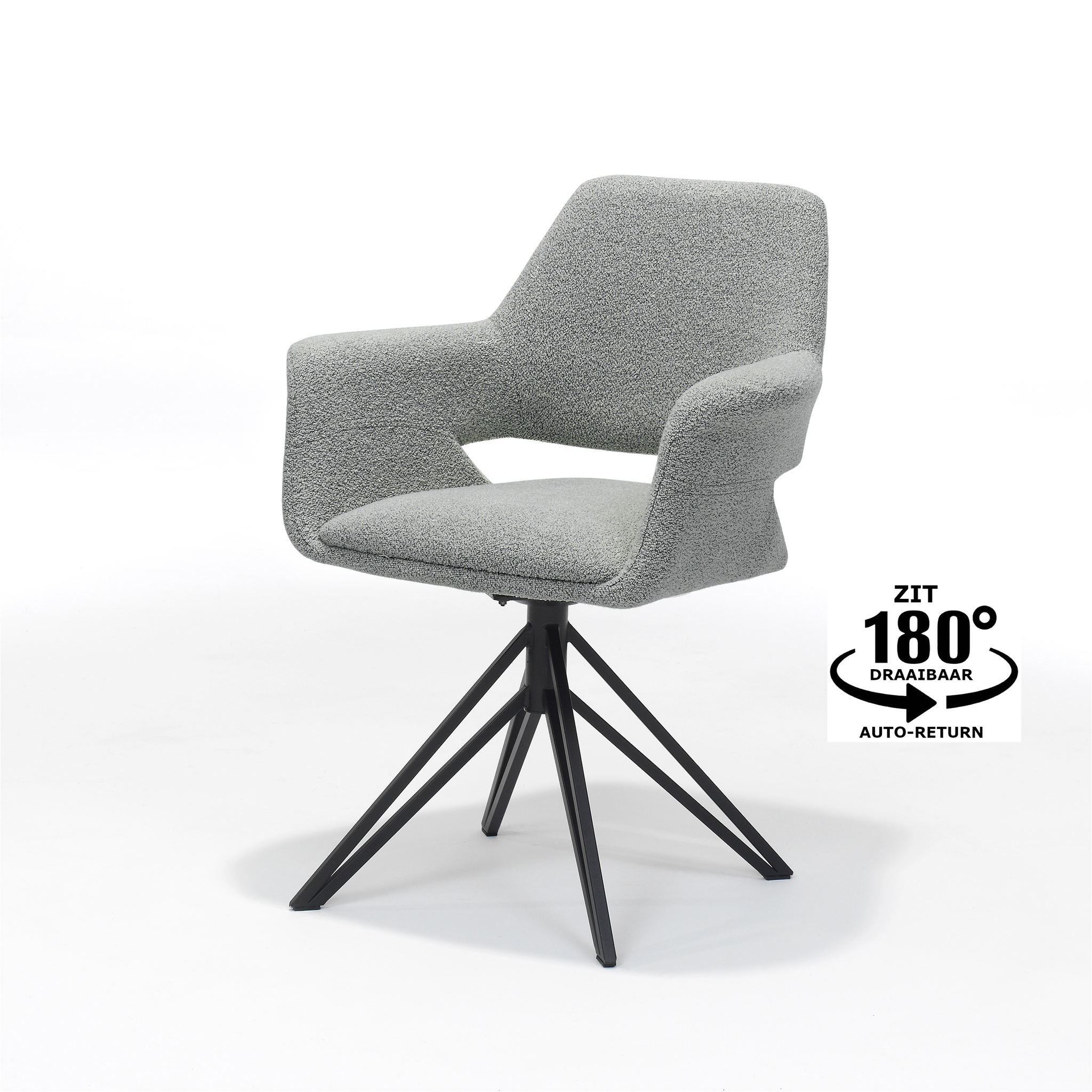 Katy armstoel Stof Teddy Steel, draaivoet