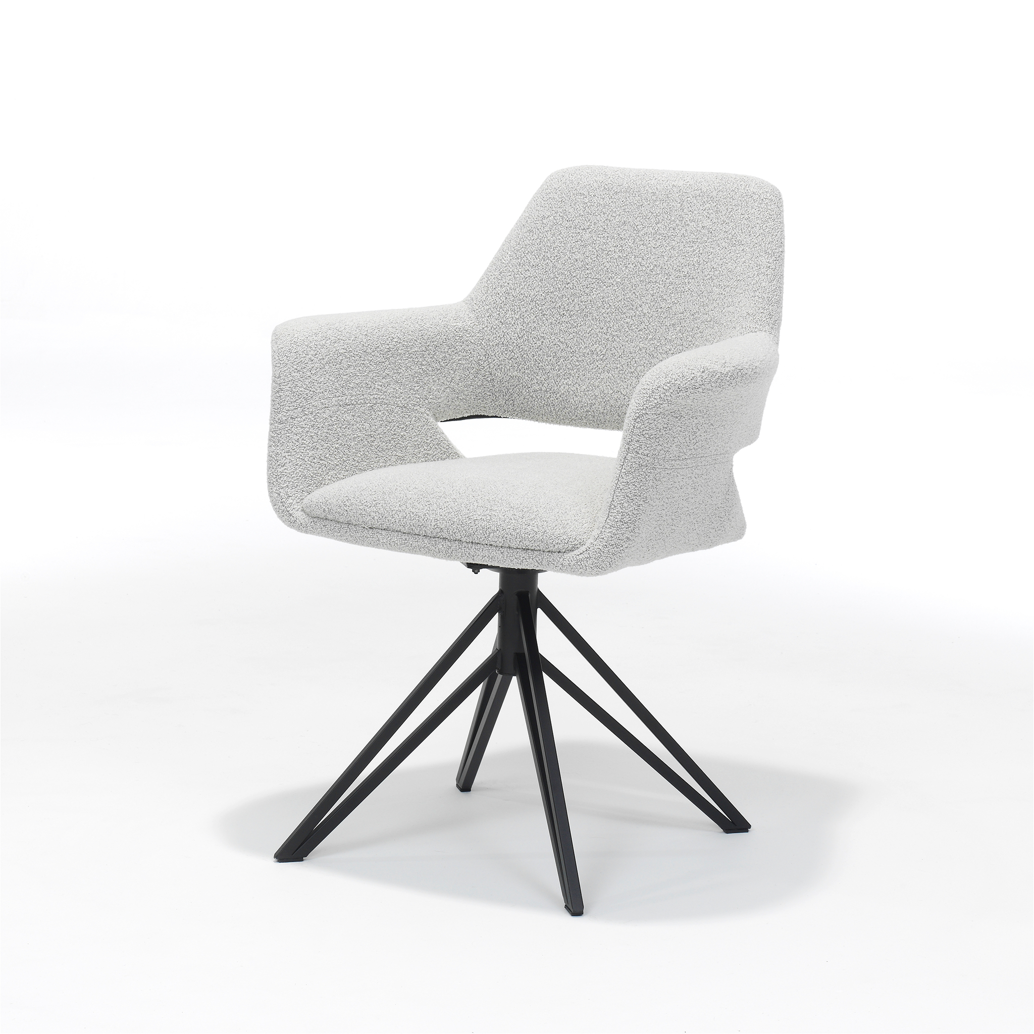 Katy armstoel Stof Teddy Champagne, draaivoet