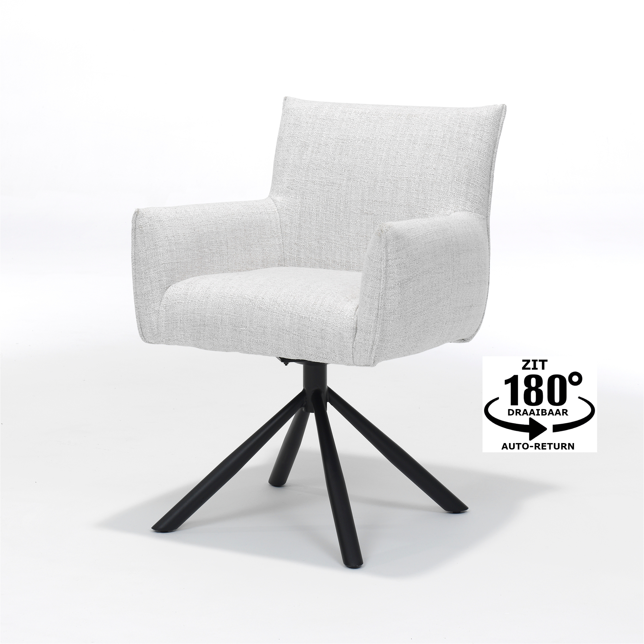 Focus armstoel - Stof Oasis Natural - draaivoet zwart