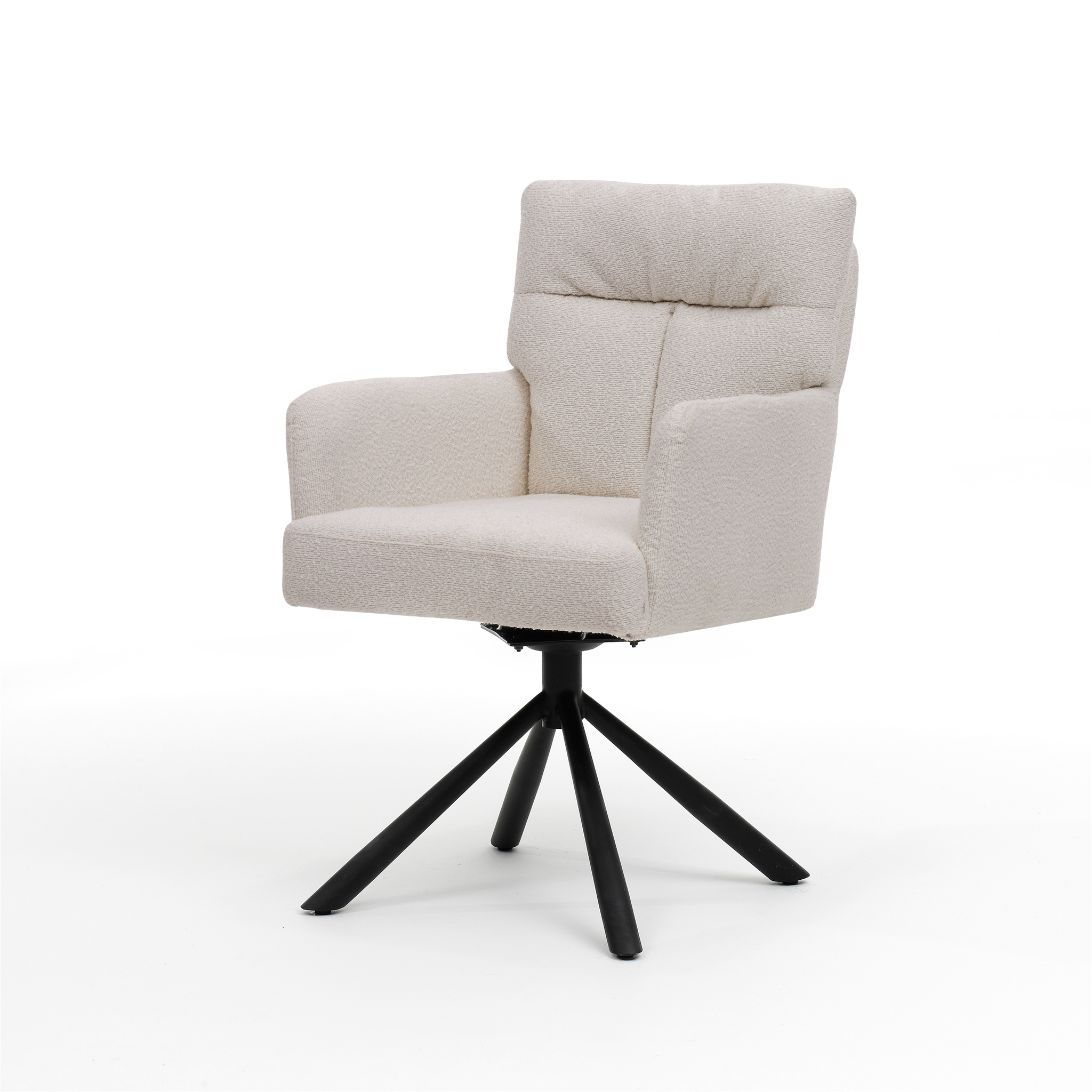 Fresco armstoel - Stof Teddy Natural UKFR - draaivoet zwart