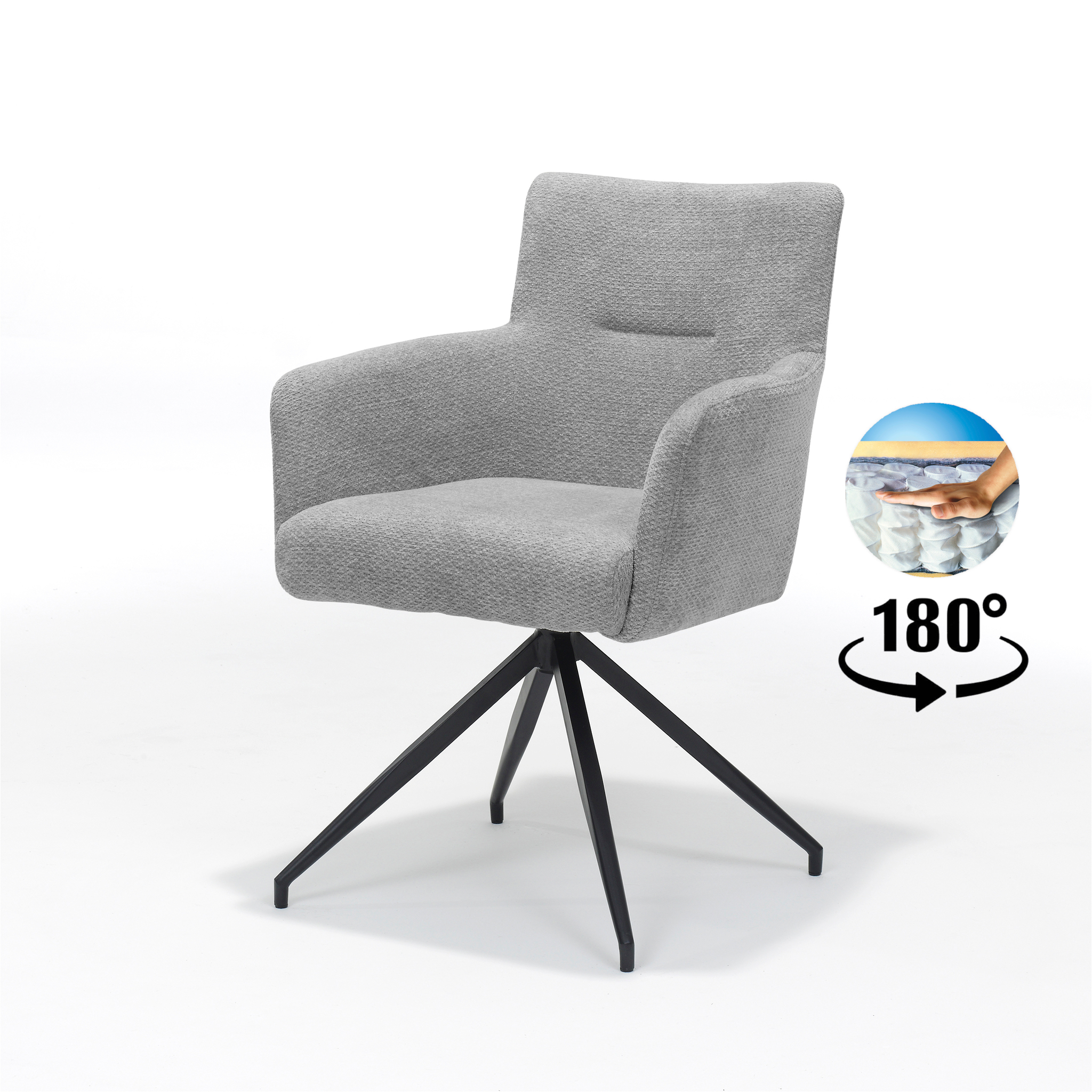 Joey armstoel Stof Retro Bliss Grijs frame zwart