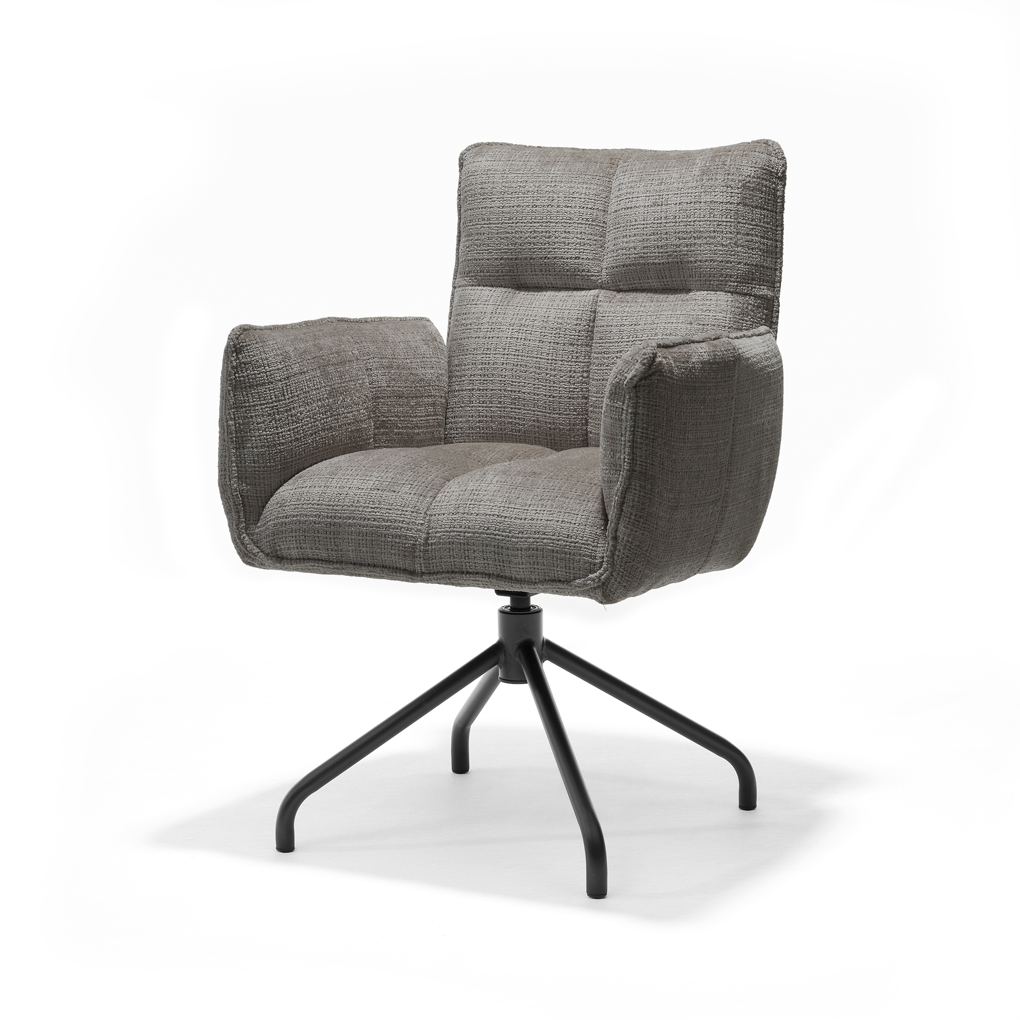 Nova armstoel Stof Cremona #93 Donker Grijs - 360 Draaibaar frame zwart P14