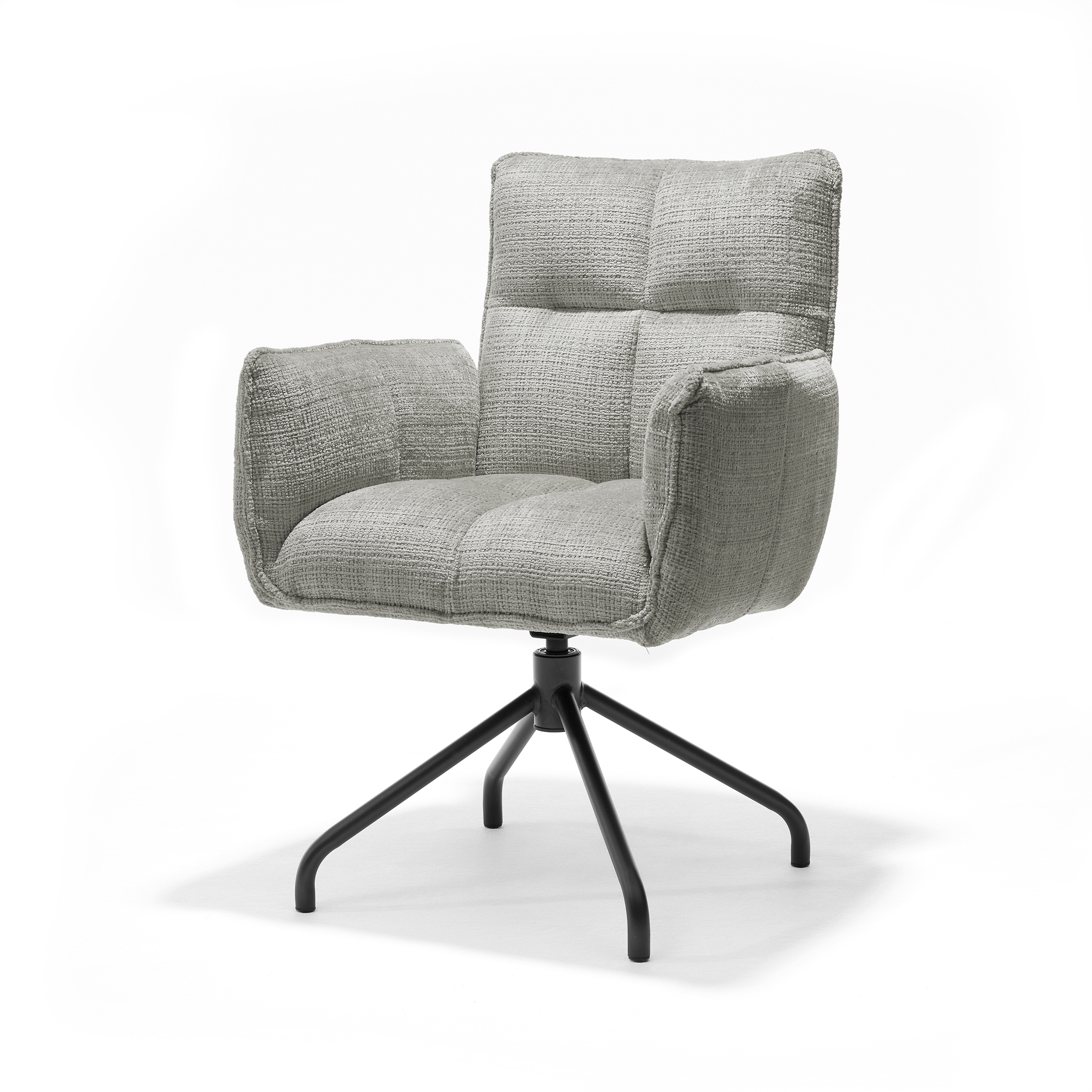 Nova armstoel Stof Cremona #96 Grijs - 360 Draaibaar frame zwart P14