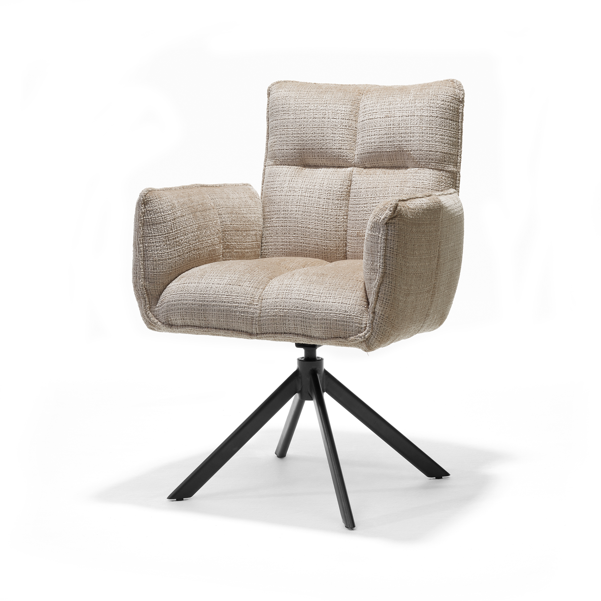 Nova armstoel Stof Cremona #14 Beige - 360 Draaibaar frame zwart A360