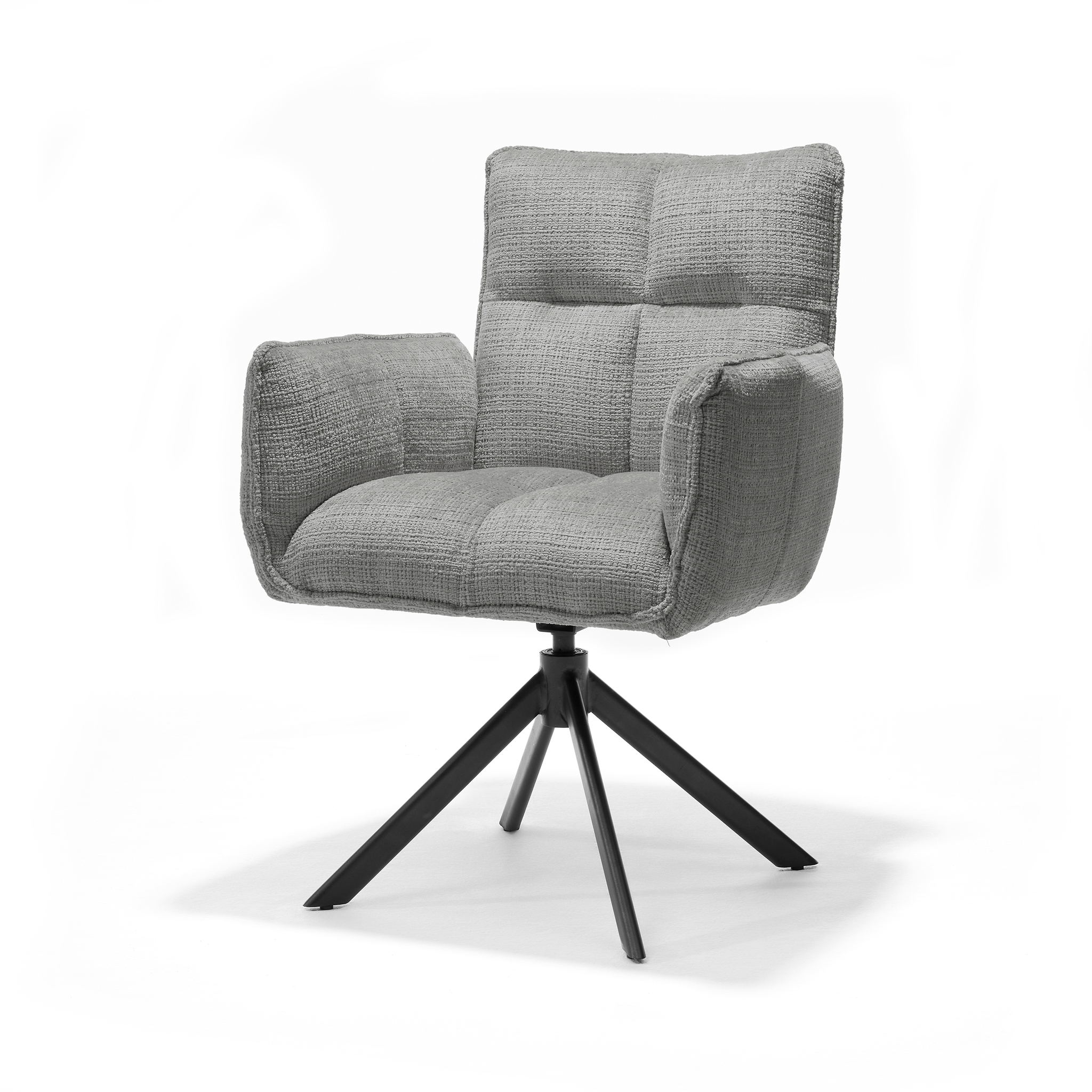 Nova armstoel Stof Cremona #85 Licht Grijs - 360 Draaibaar frame zwart A360