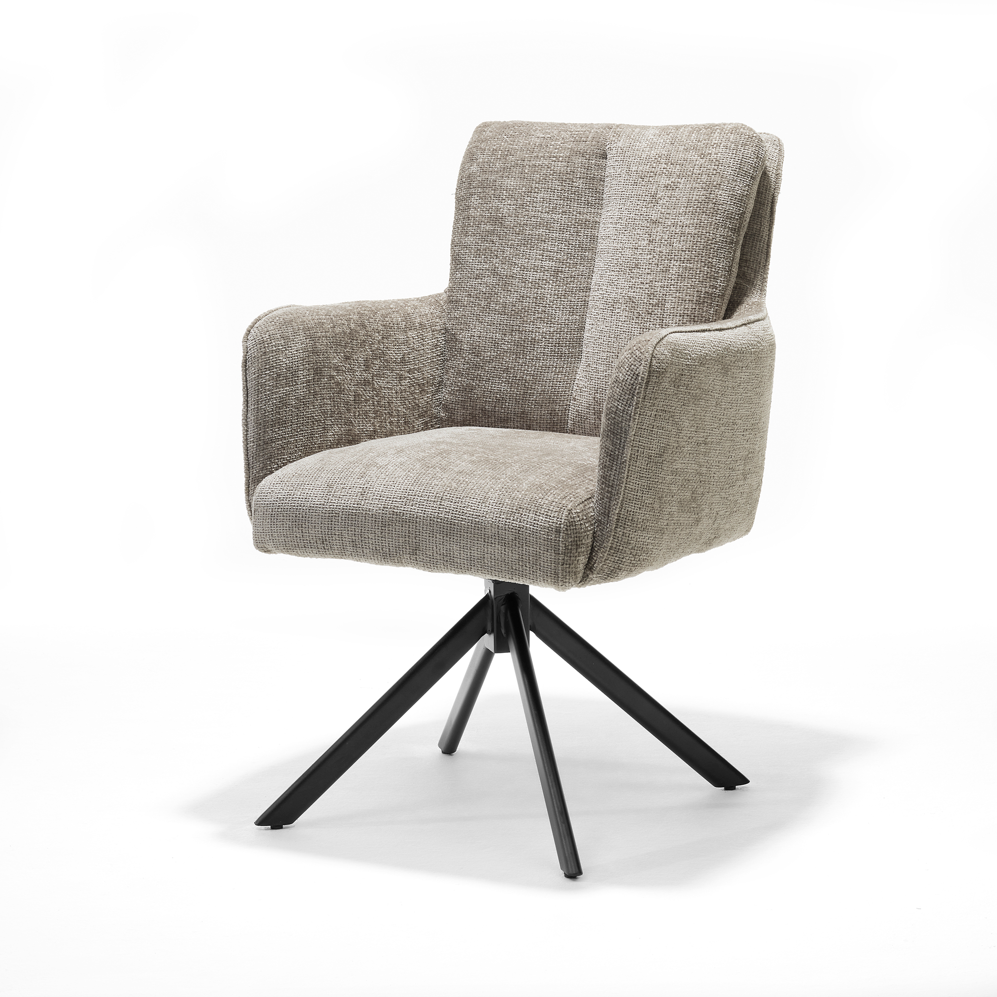 Alex armstoel Stof Cremona #02 Ecru - 360 Draaibaar frame zwart A360