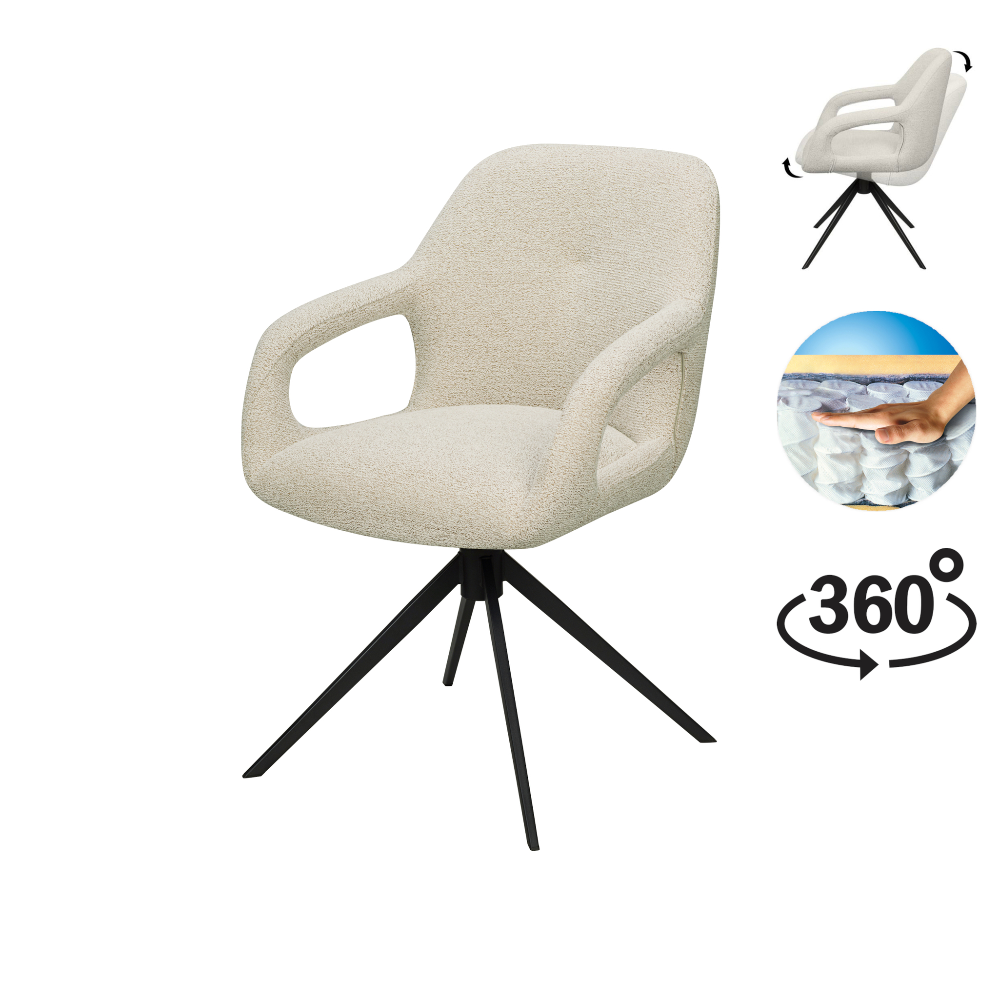 Move armstoel Stof Sahara Glacier Ash - Relax functie - frame zwart