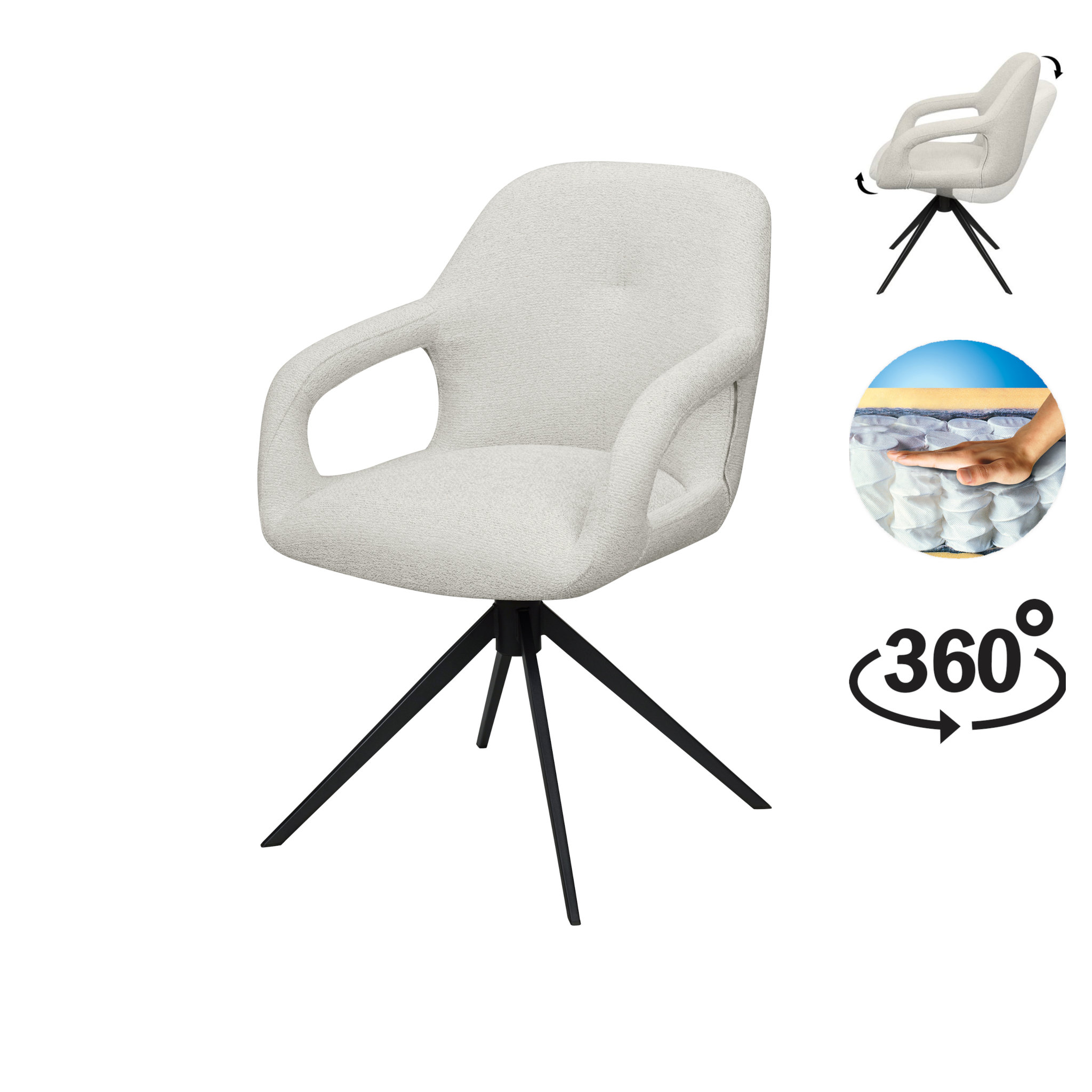 Move armstoel Stof Sahara Grey - Relax functie - frame zwart