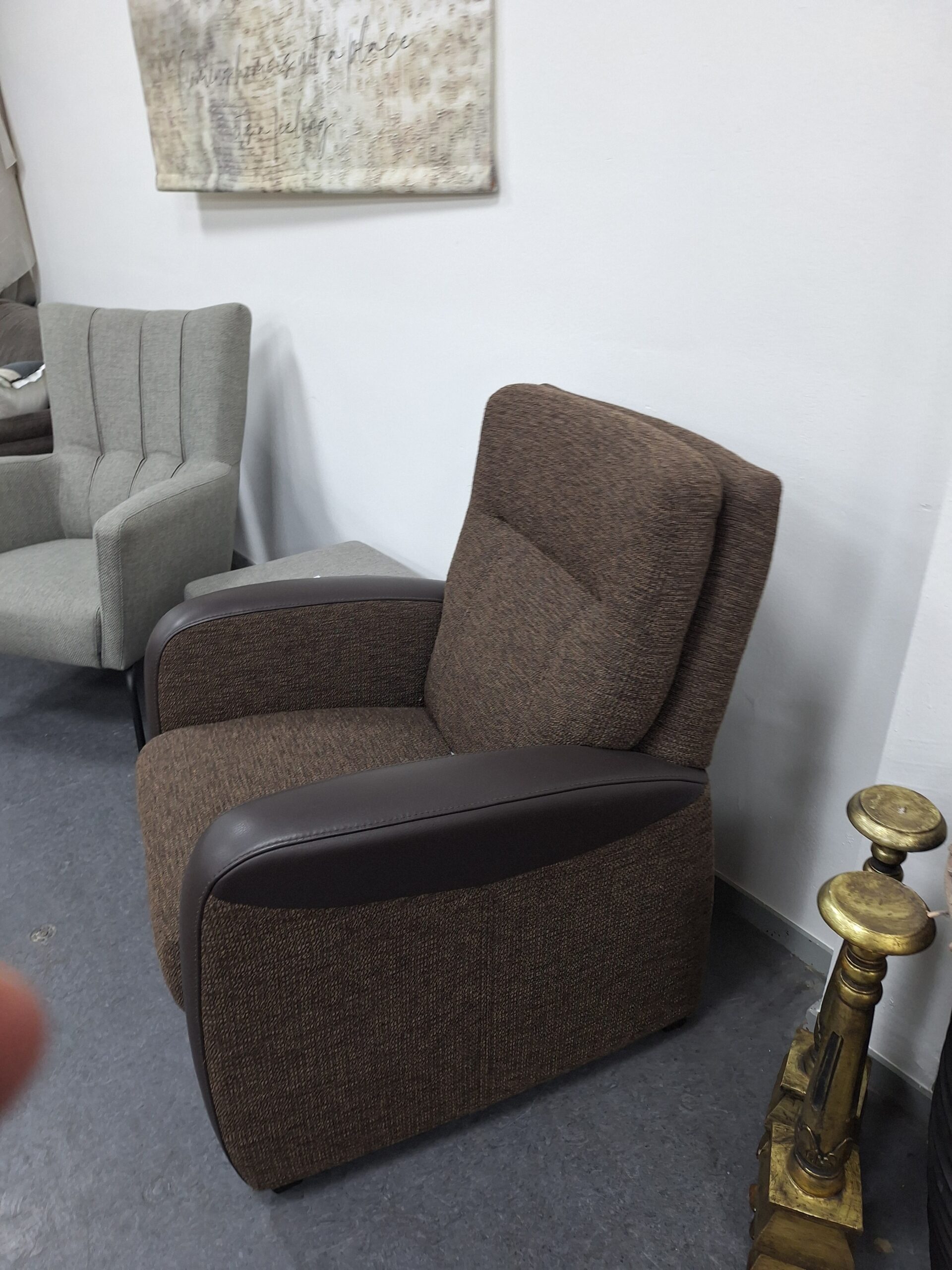 Fauteuil Movie bruin met lederen armen